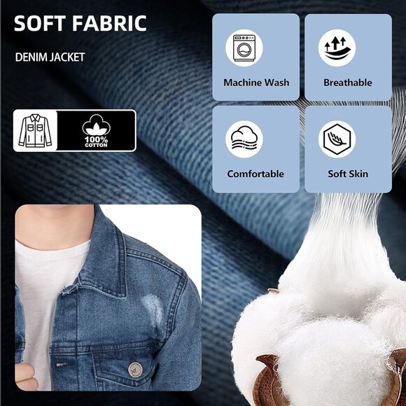 Mens Acid Stone Denim Jacket Washed Ripped Distressed Stretch Casual Trucker - Picture 9 of 9